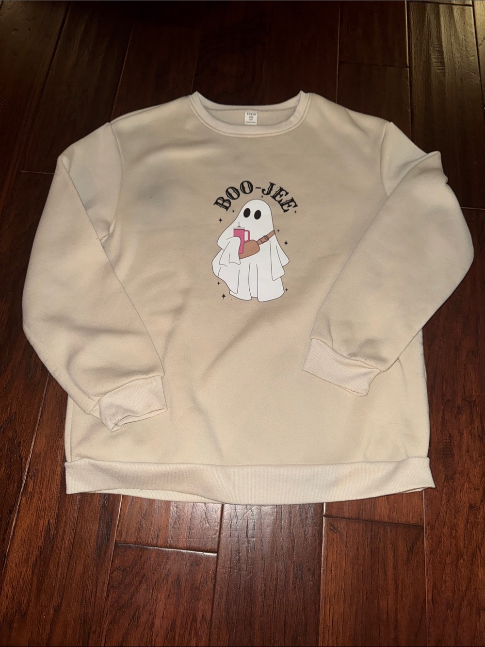 SHEIN Cream 'Boo-Jee' Ghost Graphic Sweatshirt